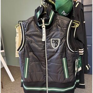 Black and Green Golf Mother Puffer Vest